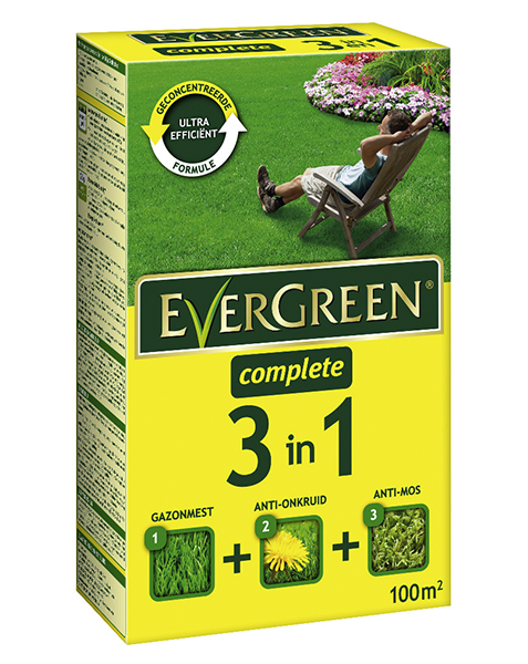 Evergreen complete 3 in 1 gazonmest tegen onkruid en mos 100m²