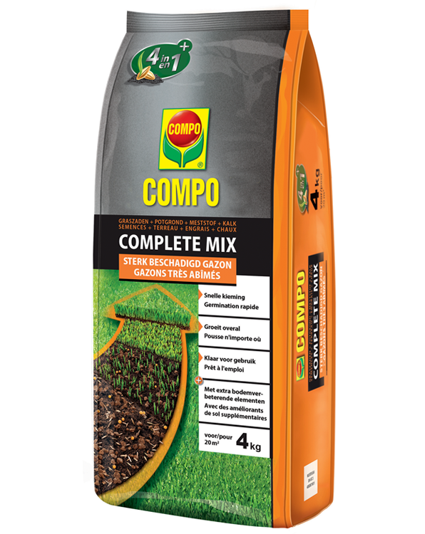 Herstellen van beschadigd gazon | Compo Complete mix 4 in 1 | 4kg