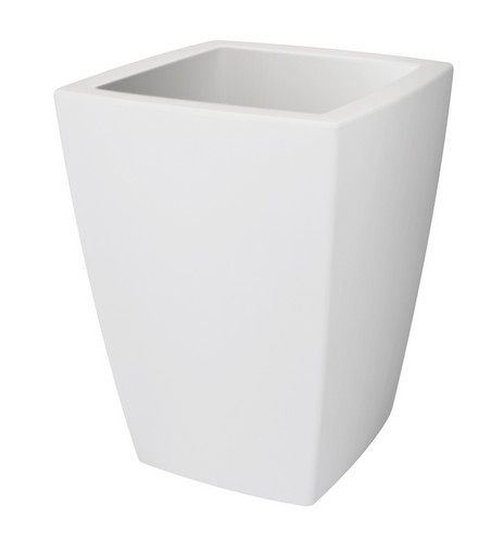 Witte, vierkante Elho Pure Soft Square bloempot van 40x40 cm, geschikt voor binnen- en buitengebruik.