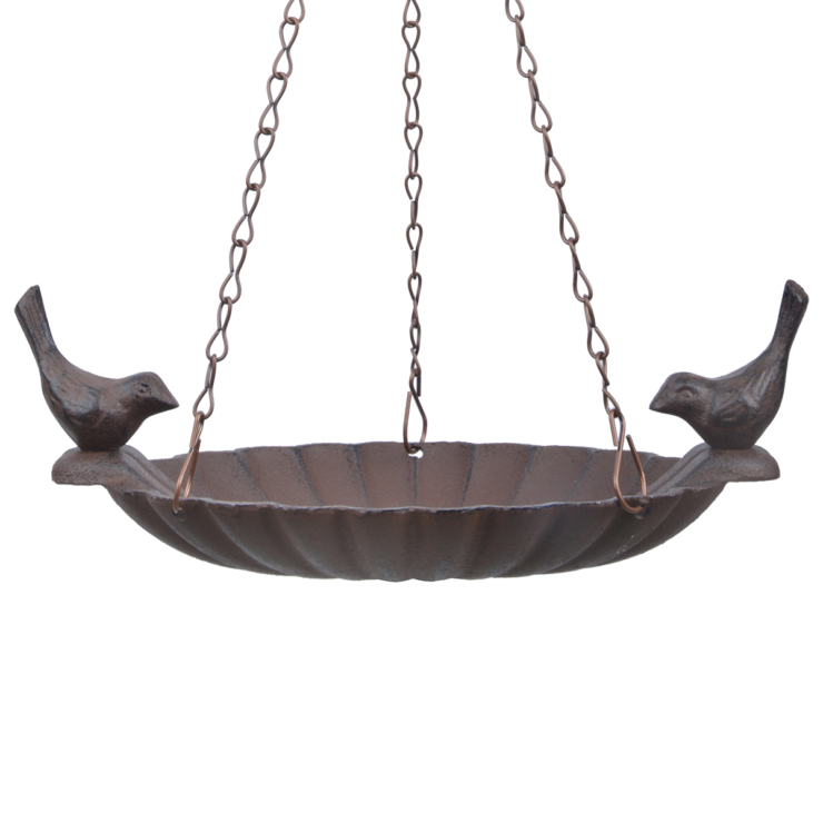Hangend vogelbad antiek roestbruin 