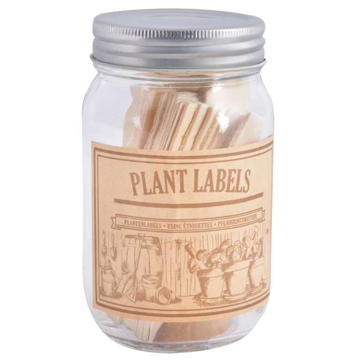 Esschert Design - Houten plantenlabels in glazen pot