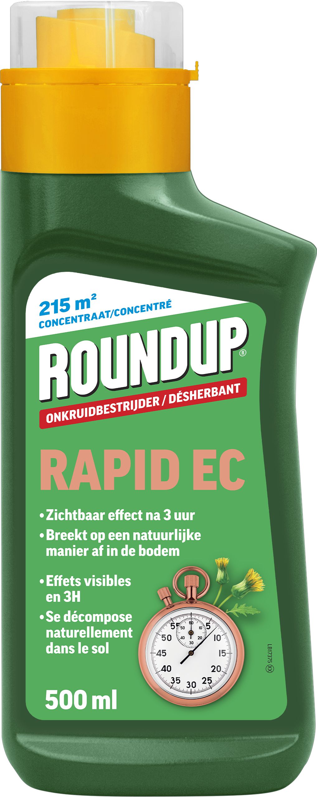 Roundup Rapid EC 500 ml - krachtige onkruidverdelger, werkt snel, voor 215m².