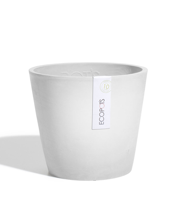 ECOPOTS Amsterdam Kleine ronde pot Whitestone 20cm
