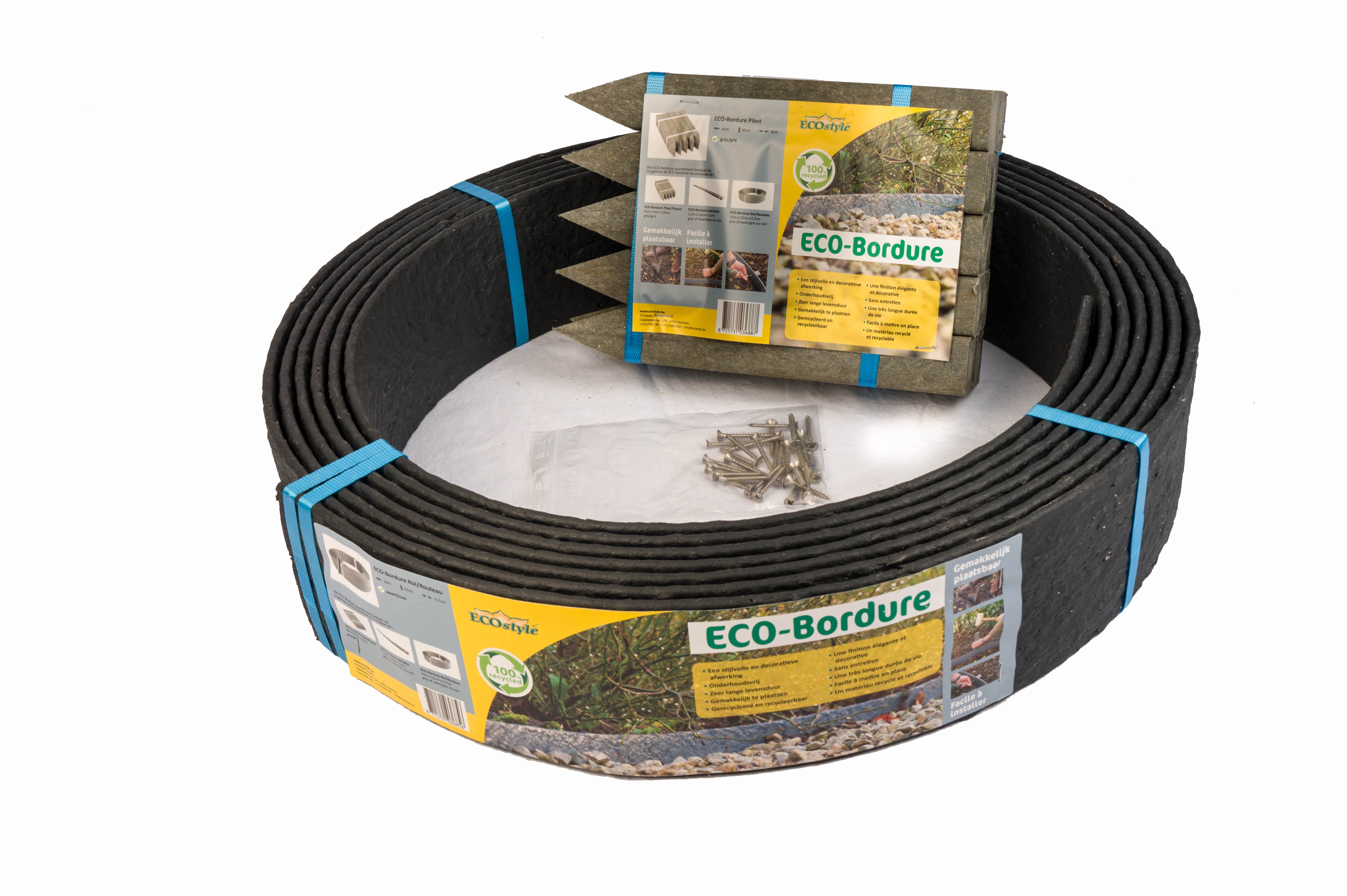 Tuinafboording pakket ECO-bordure zwart 10m x12cm