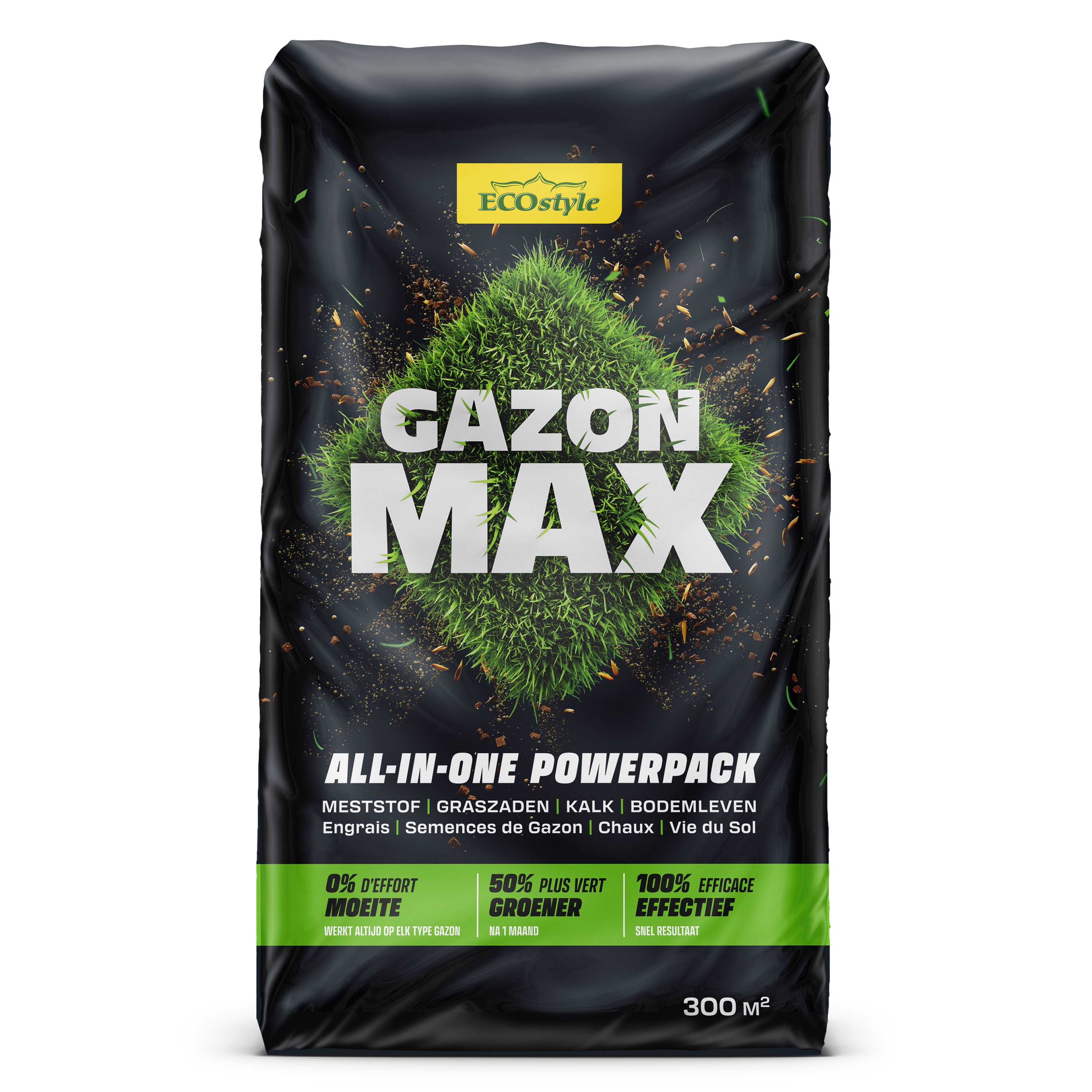 Ecostyle Gazonmax 15 kg – organische gazonmest voor 300 m² sterk en diepgroen gras