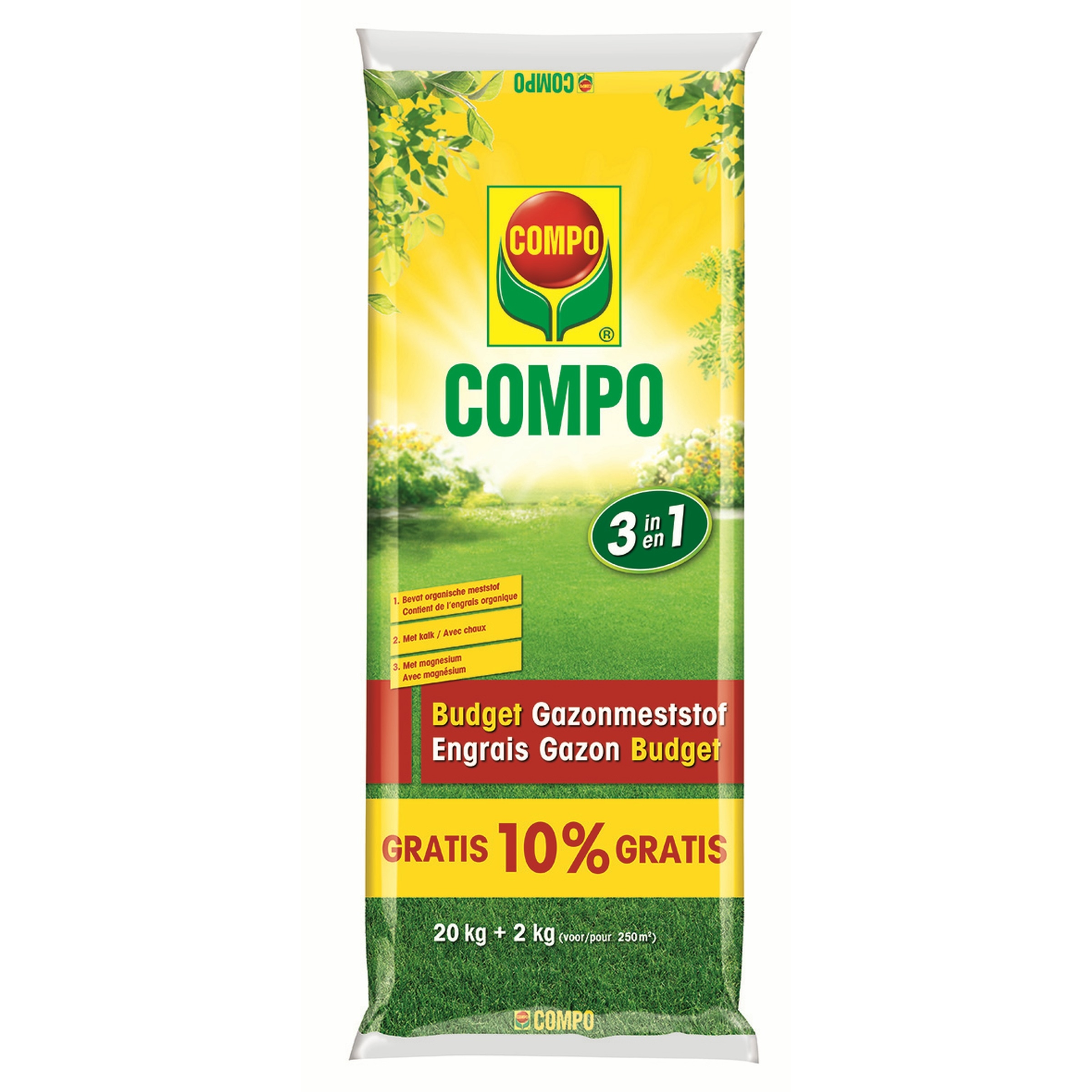 Compo Budget Gazonmeststof 3 in 1 20kg + 10% gratis
