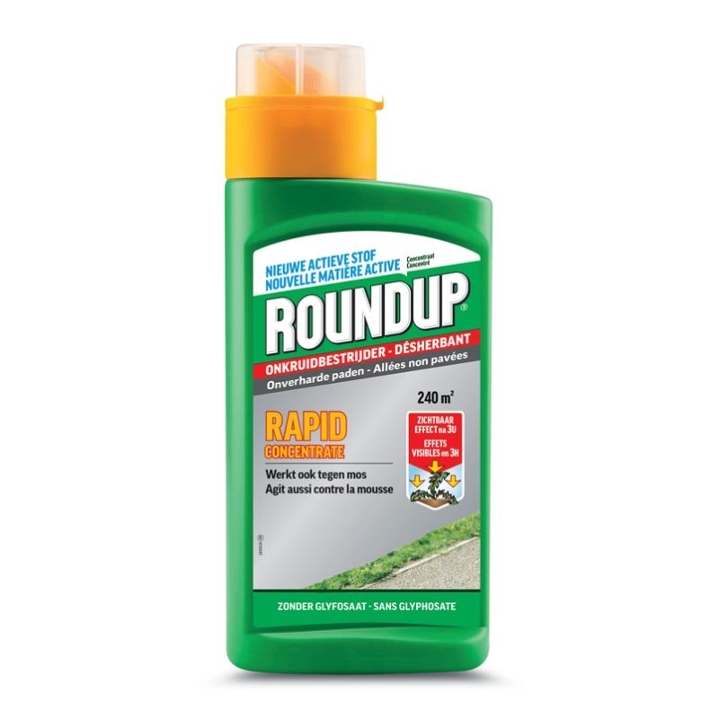 Groene fles Roundup Rapid onkruidverdelger concentraat, geschikt voor 240m².