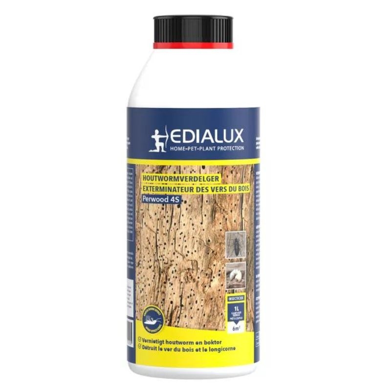 Bestrijd houtworm en huisboktor effectief met Edialux Perwood 4S houtwormverdelger.