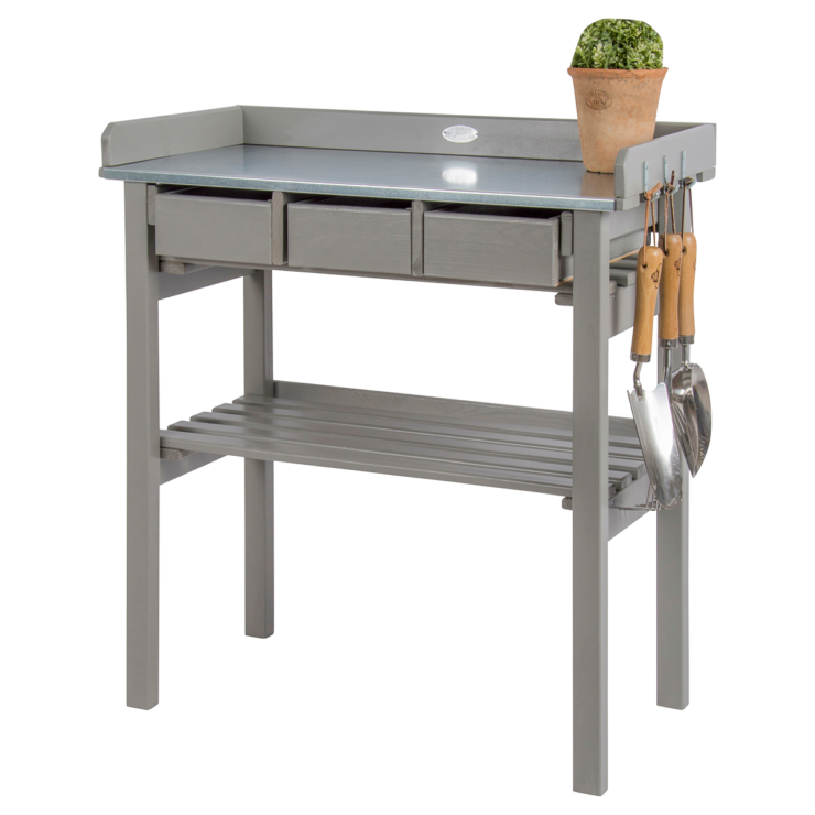 Tuinwerktafel met lades grijs 82,5 cm