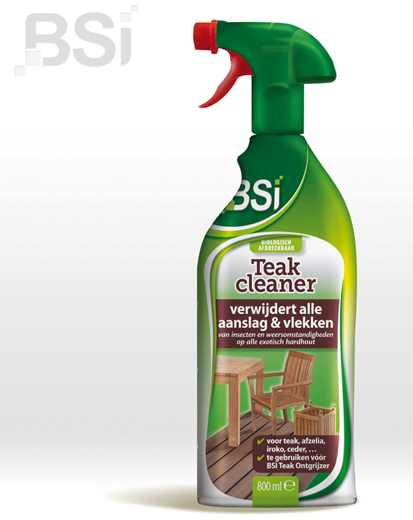 Vlekken verwijderen uit teakhout met BSI Teak cleaner 800ml