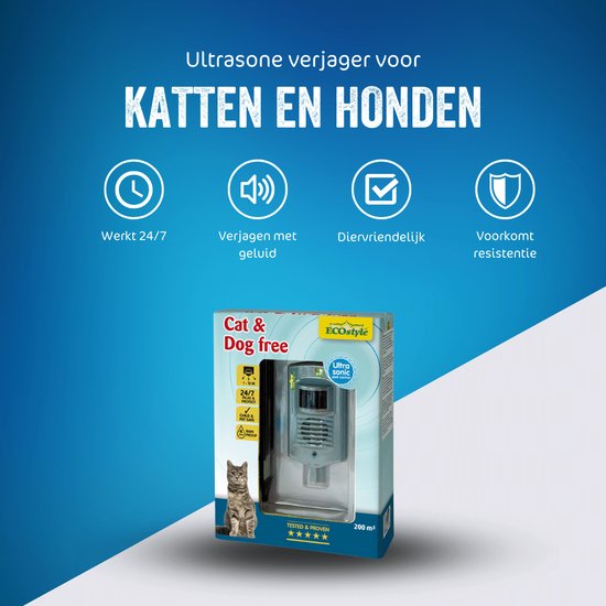 Katten verjagen met ultrasoon geluid 200m² | Ecostyle Cat & Dog free 