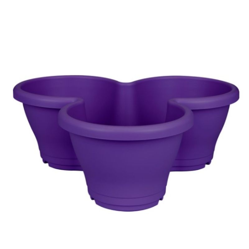 Een stapelbare bloempot in een levendige paarse kleur, perfect voor het kweken van kruiden, bloemen of kleine planten.