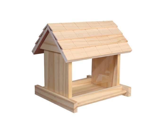 Houten voederhuis met dak