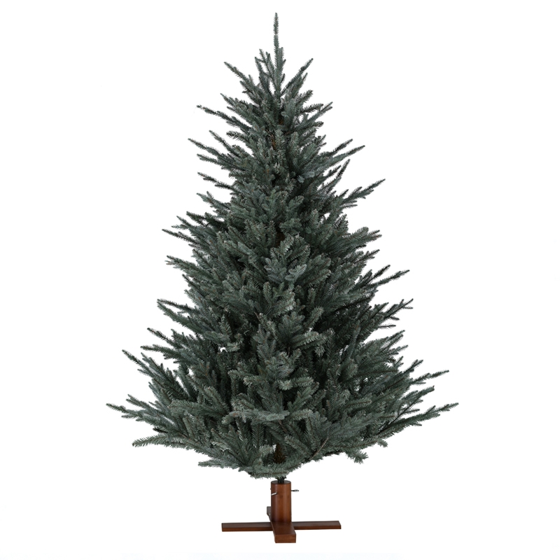 Kunstkerstboom met houten voet Frosty Blue 183 cm