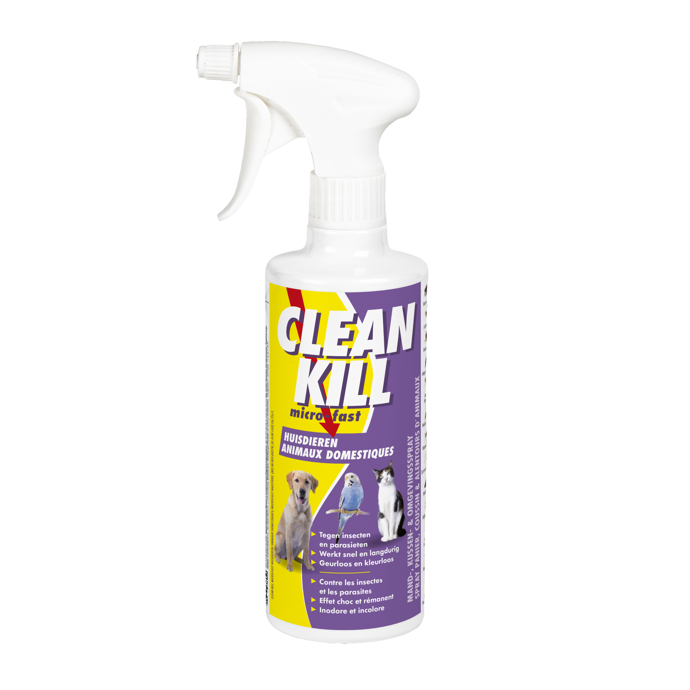 Vlooien teken of luizen bij kat en hond ? Omgevingsspray BSI Clean Kill (voorheen Bio Kill) huisdieren