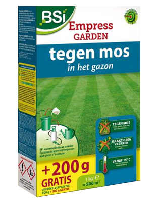 Empress Garden tegen mos in gazon en op terras 500m²