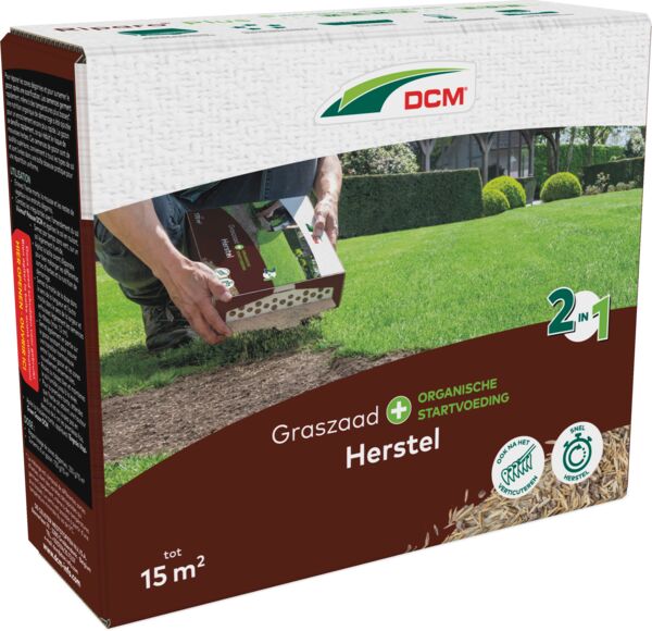 DCM Graszaad Herstel+ 15 m² voor snel herstel van kale plekken in het gazon