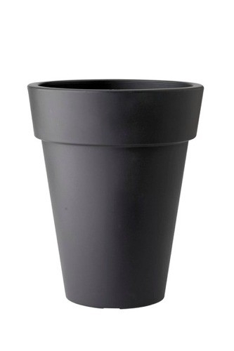 Antracietkleurige Elho Pure Round High bloempot met een diameter van 50 cm, geschikt voor binnen- en buitengebruik.