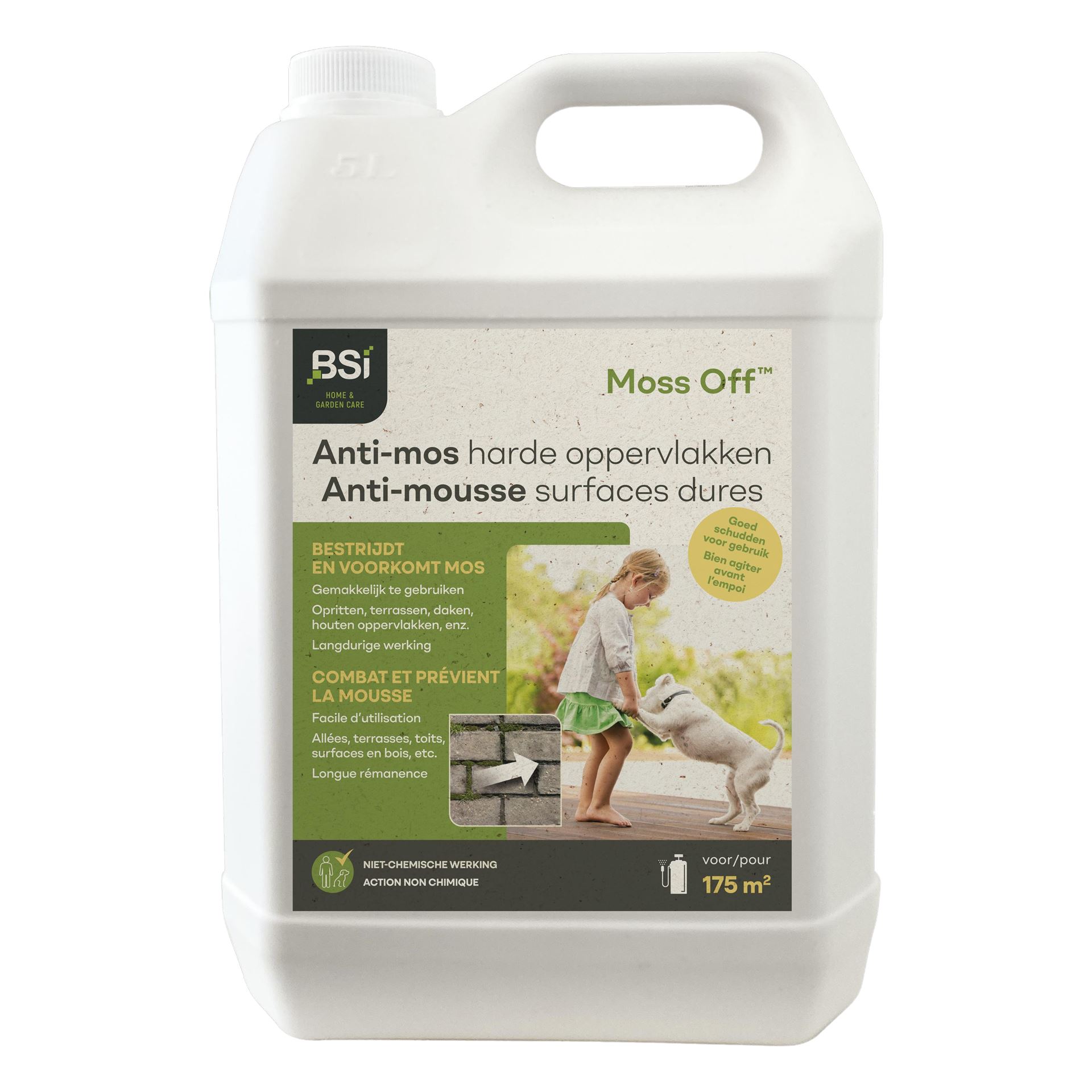 BSI Moss Off® harde oppervlakten 5 l | tegen mos en groene aanslag op terras en oprit