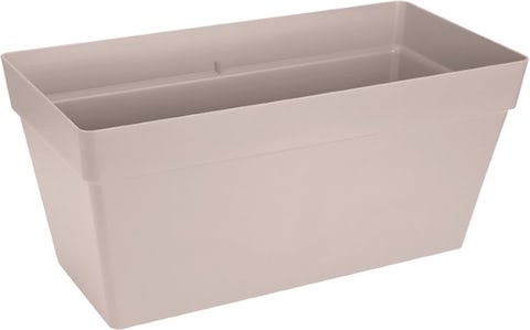 Een rechthoekige, lichtgrijze Elho Loft Urban Terrace bloembak van 70 cm breed.