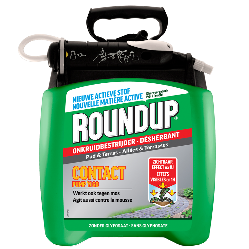 RoundUp pad en terras Bestrijden van onkruid 5L met drukspuit