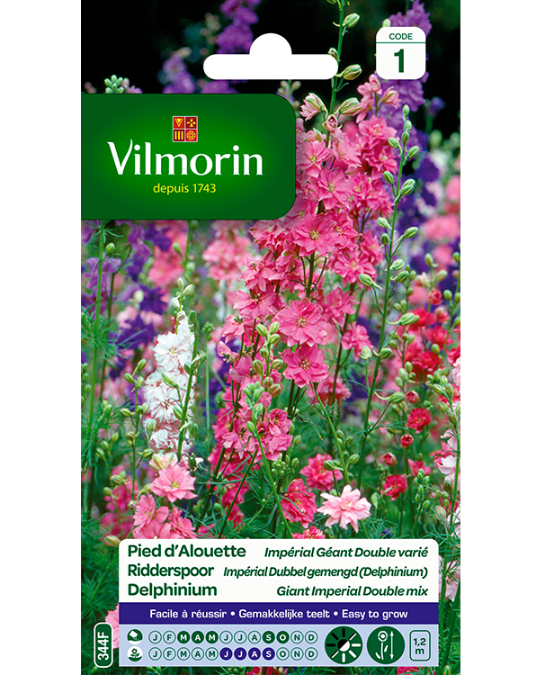 Vilmorin Delphinium Hoge Dubbel Gemengd 1,5g