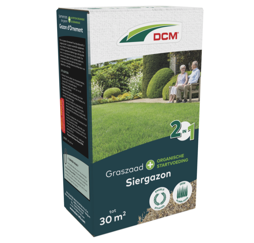 DCM Graszaad 2in1 Siergazon: Hoogwaardig graszaad met organische startvoeding voor een snel en gezond siergazon (30m²).