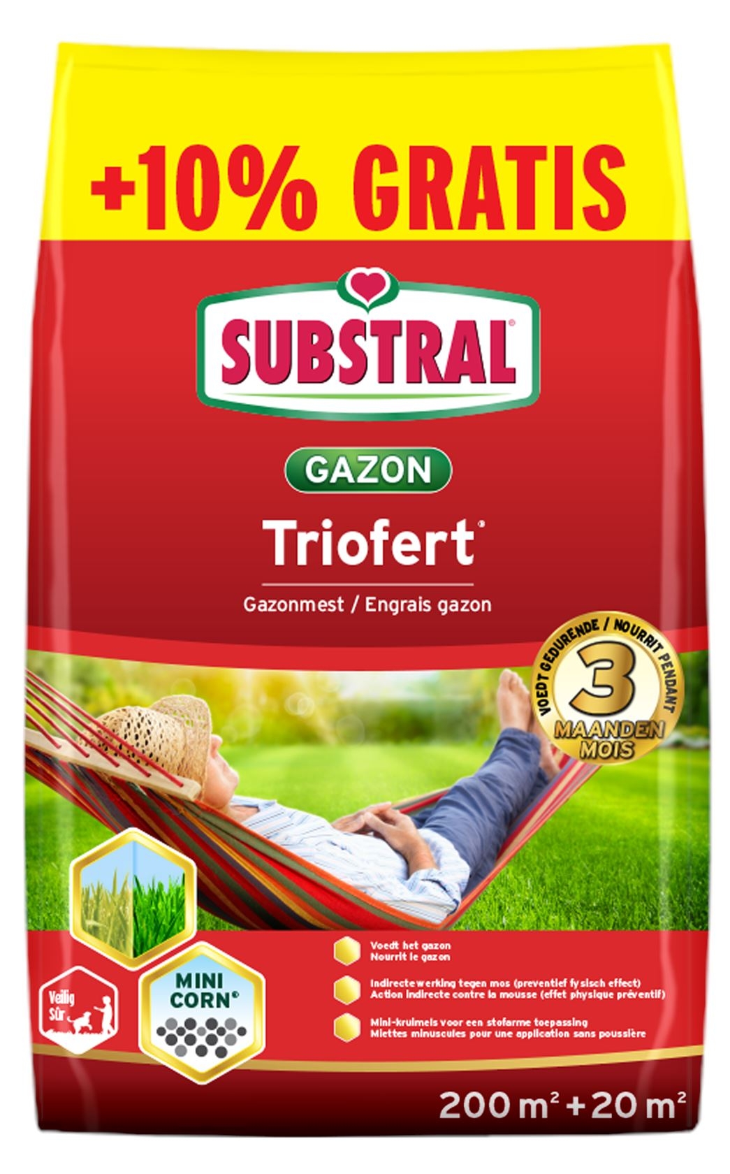 Substral Triofert gazonmeststof tegen mos 200m² + 10% gratis