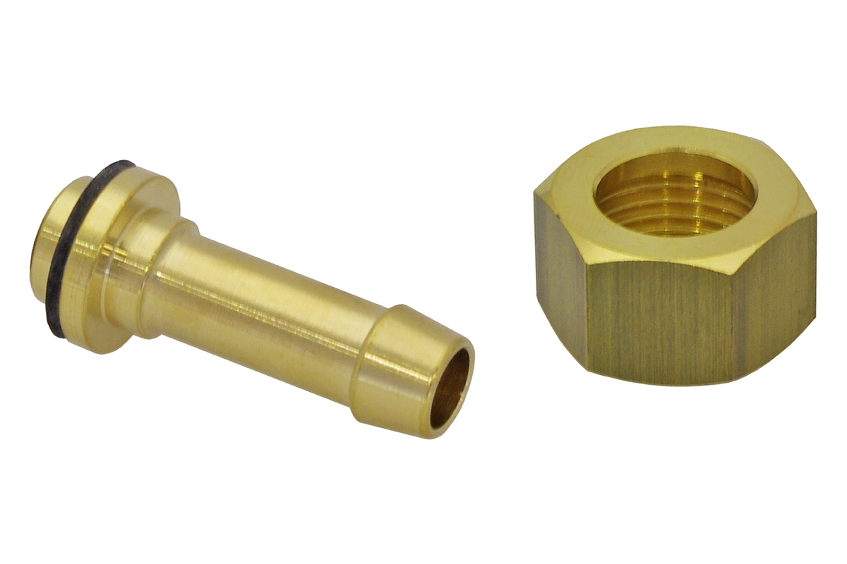 Birchmeier 6 kantmoer en tuit, messing voor 10mm slang