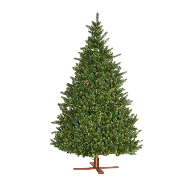 Deluxe kunststofkerstboom met houten voet "Lucky M" 228cm 