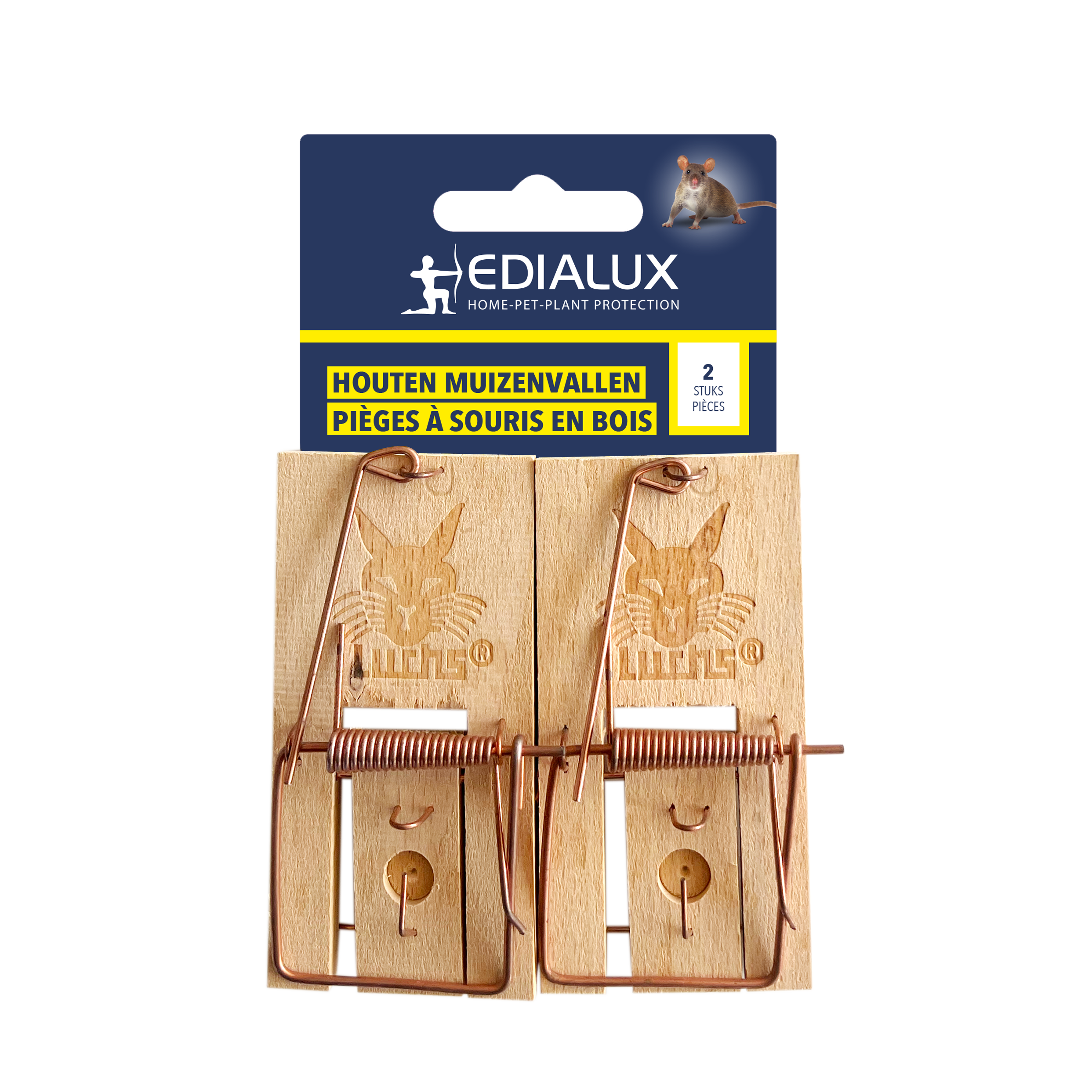 Edialux houten muizenvallen (2 stuks): Effectieve en traditionele vallen voor het vangen van muizen in huis