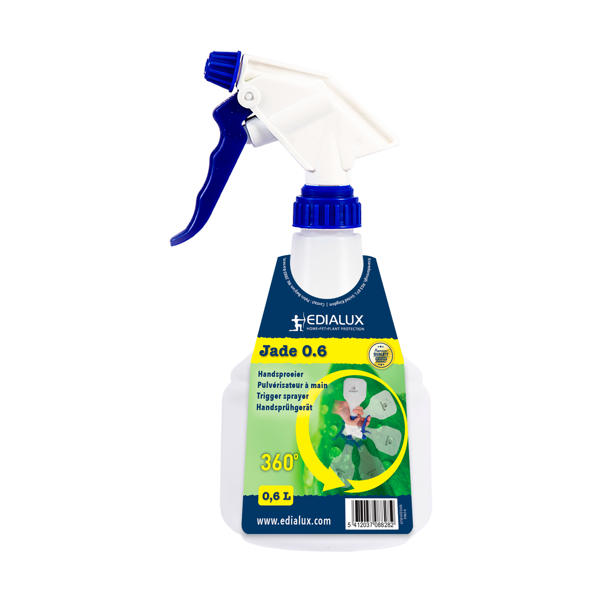 Edialux Jade 0.6 handsproeier: Handige drukspuit met een inhoud van 0.6 liter, ideaal voor het besproeien van planten en bloemen