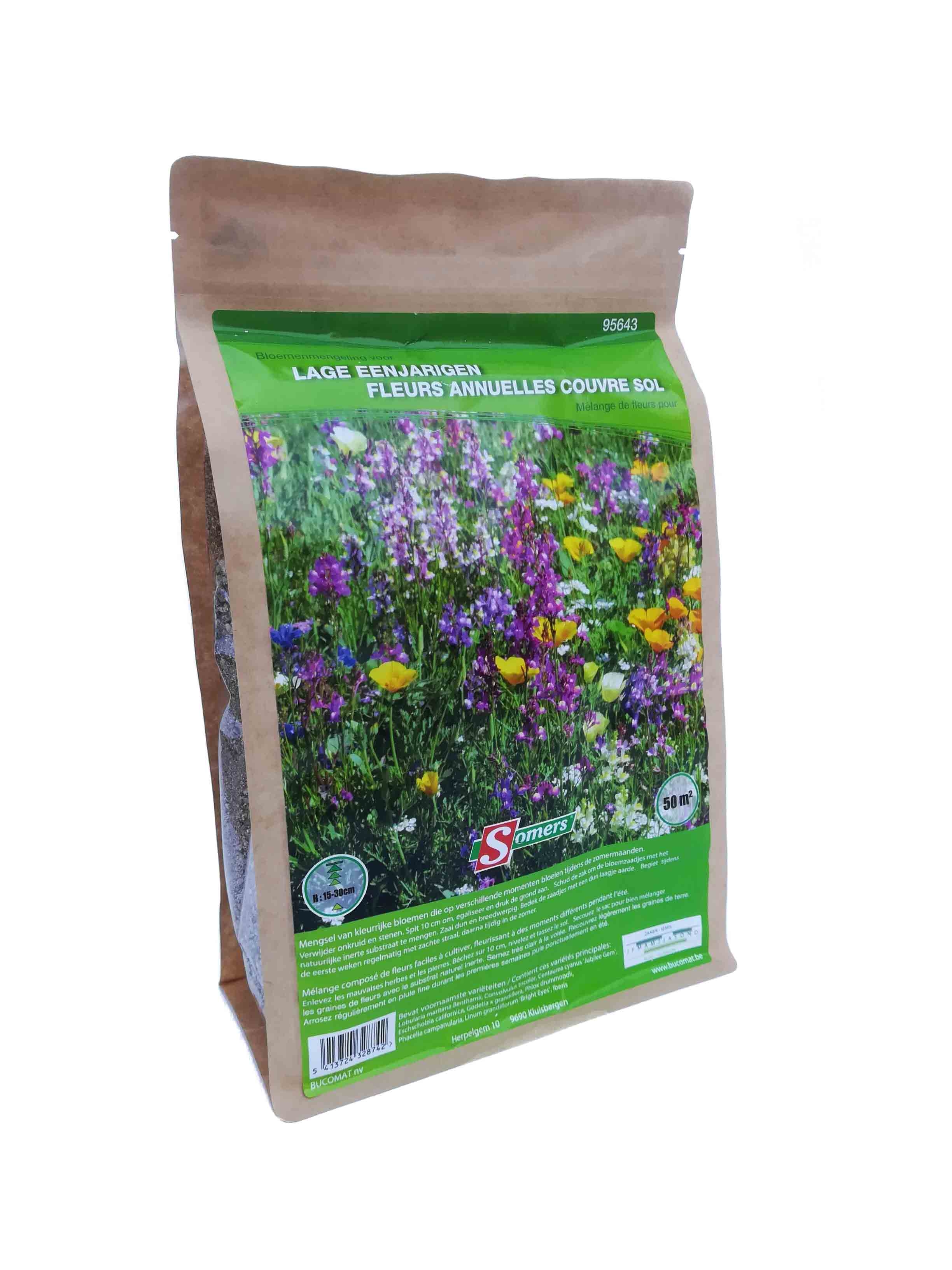 Bloemenmengsel lage éénjarige bloemen zaaien 50 m²