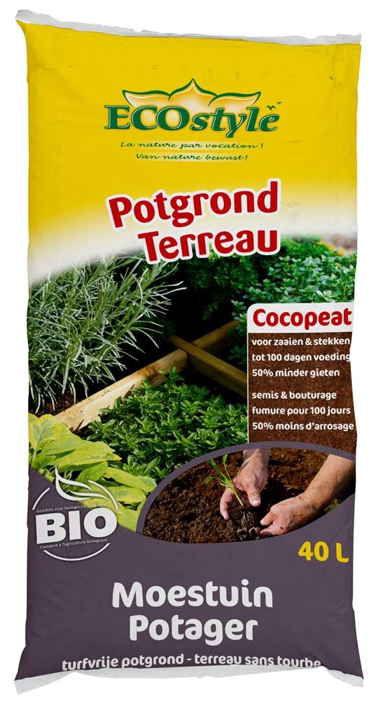 Ecostyle Cocopeat Kokos potgrond voor moestuin 40L turfvrij