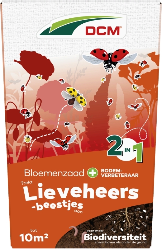 Bloemenmengsel van DCM met bodemverbeteraar voor het aantrekken van lieveheersbeestjes en het bevorderen van biodiversiteit.