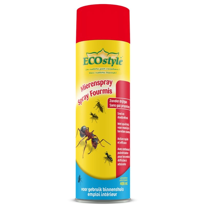 Biologische mierenspray van Ecostyle (400ml) met directe werking en handige spuitpipet.