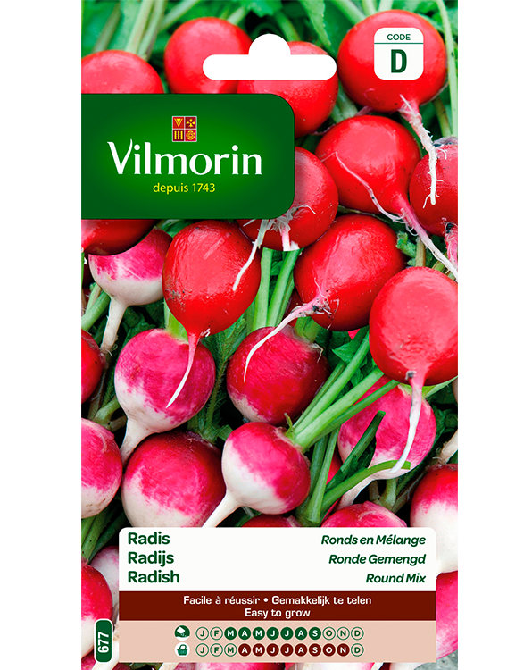 Vilmorin Radijsjes zaad Ronde Gemengd 10g