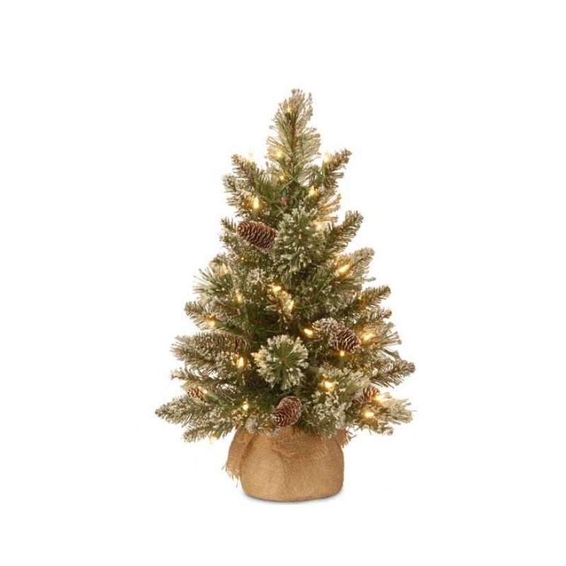 Kleine kunstkerstboom met verlichting Glittery 61 cm