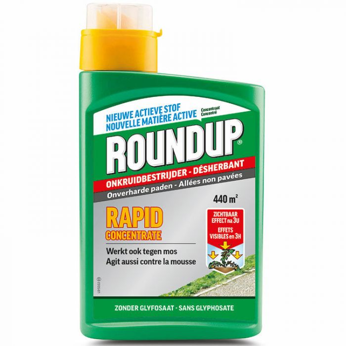 Roundup Rapid Concentrate onkruidbestrijder: Snelwerkende en effectieve oplossing tegen onkruid en mos op onverharde paden (440m²). Zonder glyfosaat.
