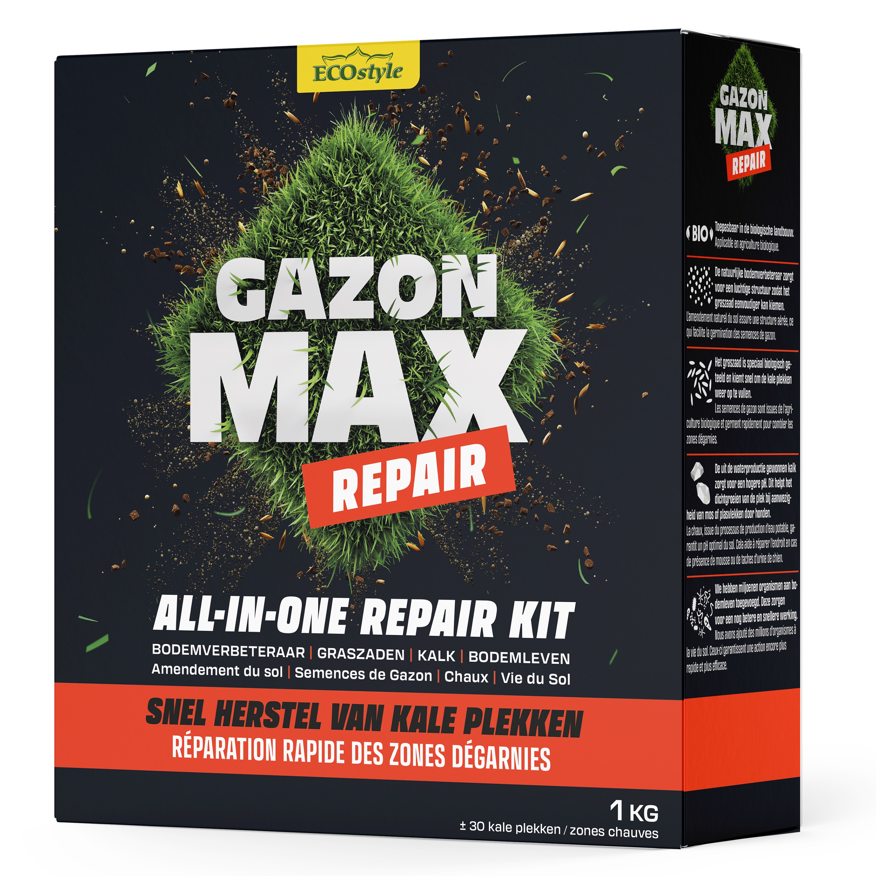 Gazonmax repair 1 kg voor 30 kale plekken in het gazon | Ecostyle
