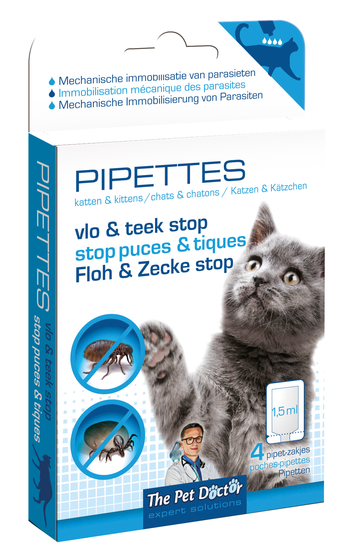 Pipet tegen vlooien en teken bij katten 4 x 1,5 ml
