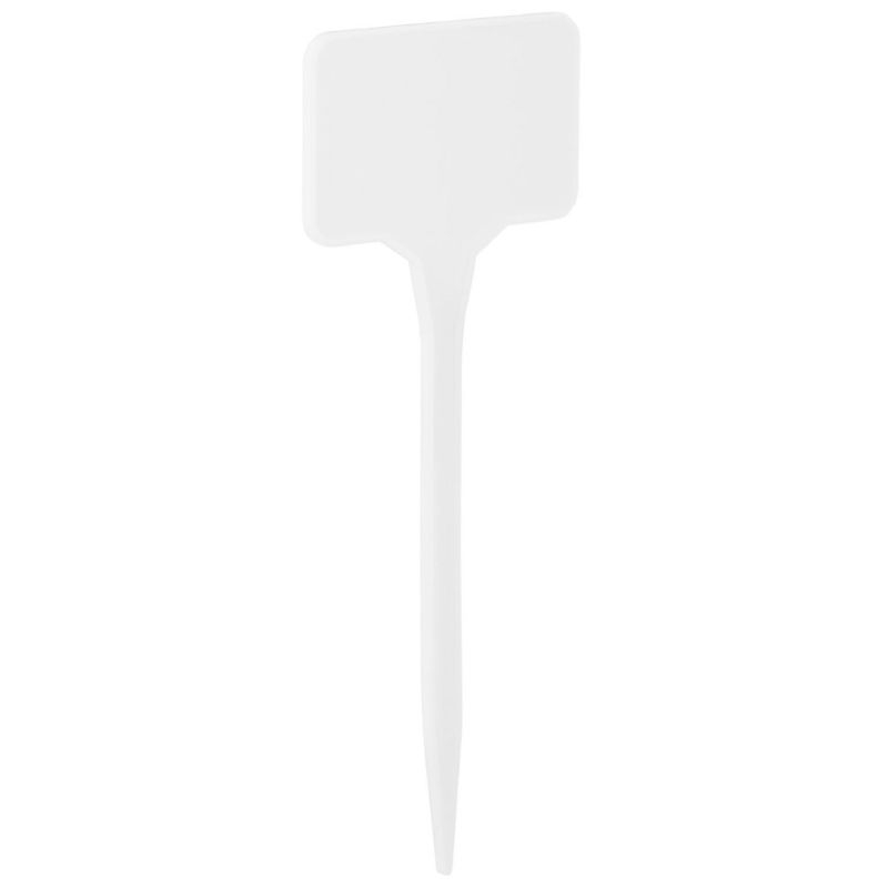 15 witte, plastic steeketiketten met een puntige onderkant om in de grond te steken, inclusief een zwarte stift.