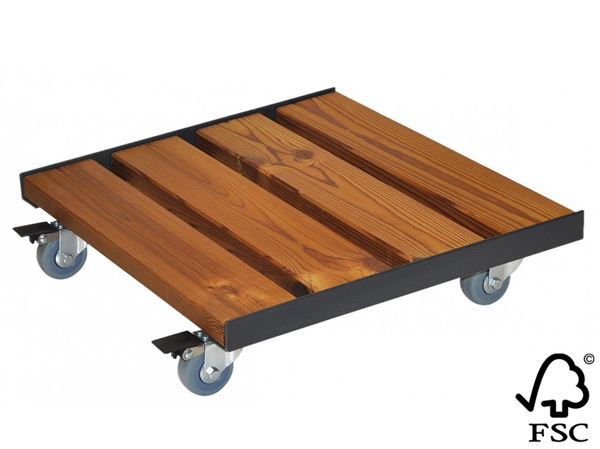 Plantentrolleys Fortis uit hout en metaal 38x38cm
