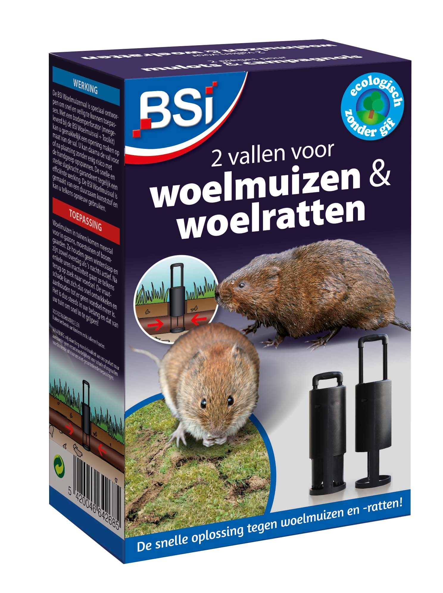 Herbruikbare woelmuizenval BSI 2 stuks