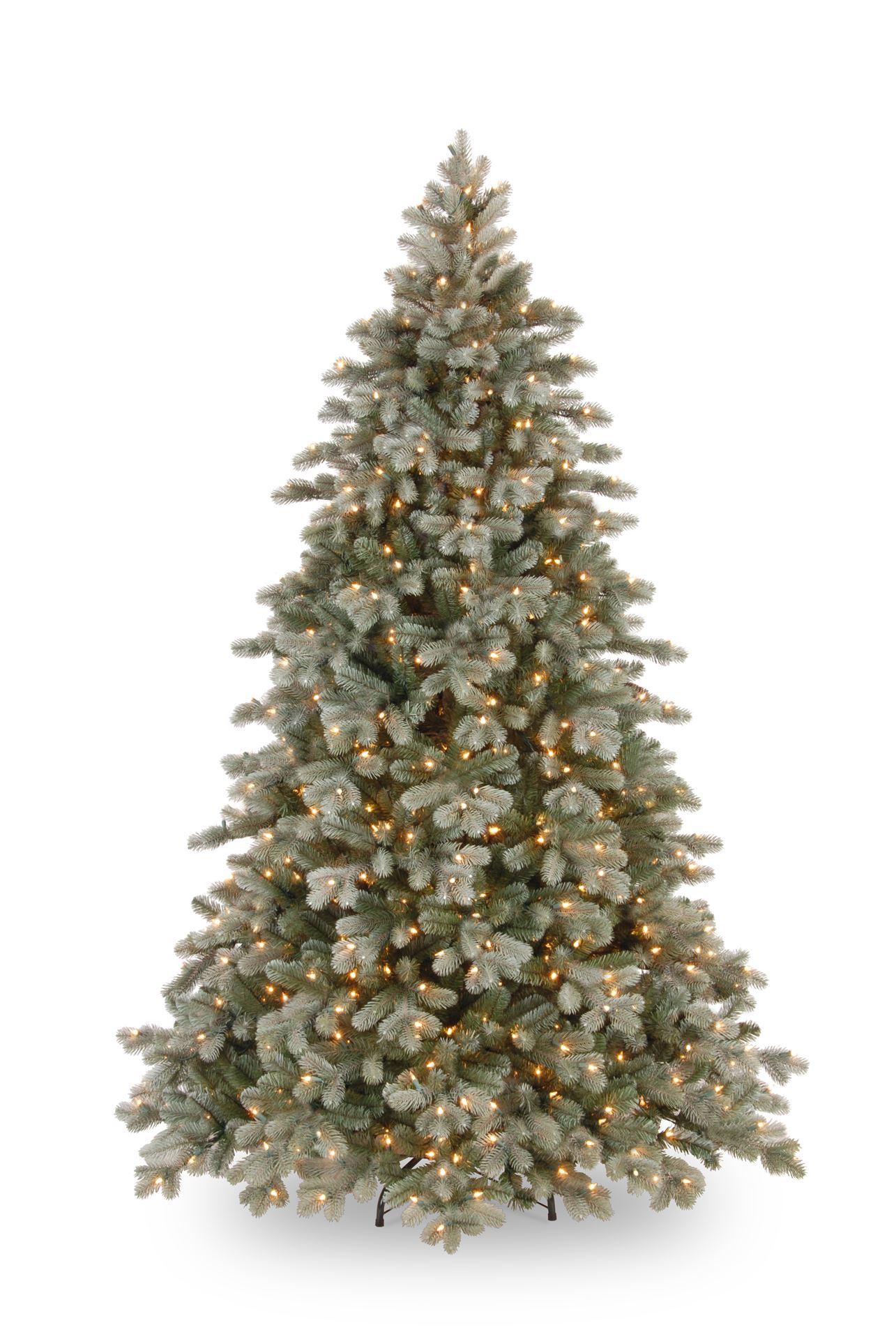Zilvergrijze luxe kunstkerstboom: 'Frosted Colorado' 213 cm met LED-verlichting