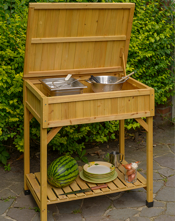 Houten werktafel voor tuin