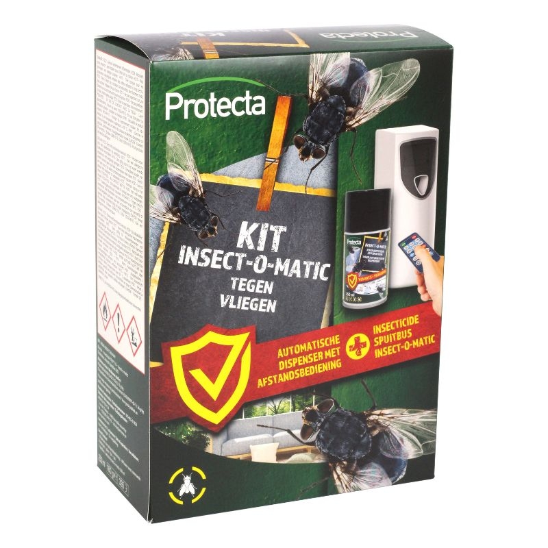 Een 250 ml spuitbus met insecticide voor gebruik in de Insect-O-Matic dispenser.