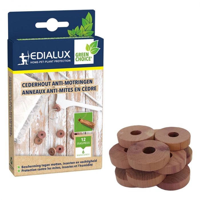 Edialux Cederhouten Ringen: Een natuurlijke en effectieve manier om kleermotten te bestrijden en je kleding te beschermen.