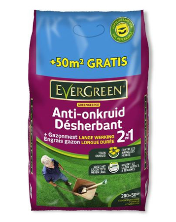 Evergreen gazonmeststof met onkruidbestrijder 200+50m²